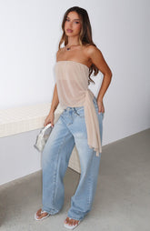 Sheer Intent Strapless Top Nude