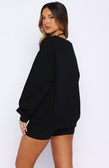 Shutting It Down V Neck Oversized Sweater Black