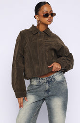 So Easy Faux Suede Jacket Khaki