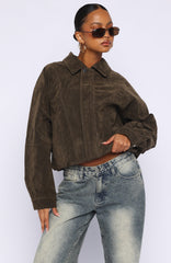 So Easy Faux Suede Jacket Khaki