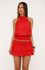 Soft Chaos Halter Top Ruby
