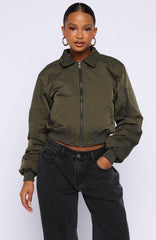 Something Forgotten Bomber Jacket Khaki