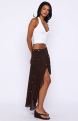 Starry Eyed Sequin Midi Skirt Chocolate