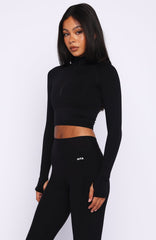 Stride Seamless Zip Long Sleeve Black