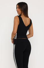 Sweet Enough V Neck Top Black