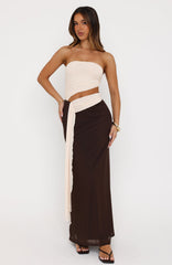 Talk About Forever Strapless Maxi Dress Oat/Chocolate