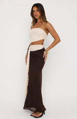 Talk About Forever Strapless Maxi Dress Oat/Chocolate