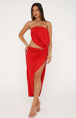 The Romantic Strapless Midi Dress Ruby