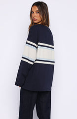 Too Cool For You Oversized Long Sleeve Tee Navy