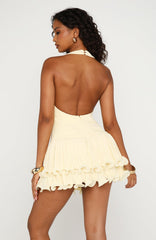 Turn Up Tonight Mini Dress Lemon