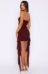 Valentine Muse Strapless Mini Dress Deep Burgundy