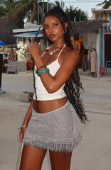 Cha Cha Knit Mini Skirt Silver