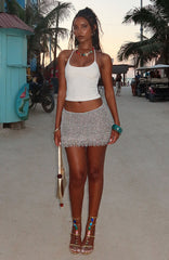 Cha Cha Knit Mini Skirt Silver