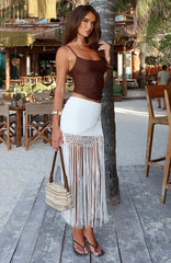 Wild Knots Fringe Skirt Cream