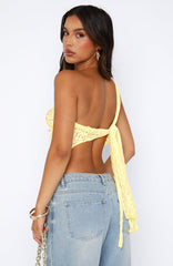 It's A Love Story Lace Top Lemon