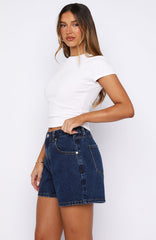 Maddy High Rise Denim Shorts Dark Blue