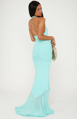 Main Character Energy Mesh Maxi Dress Aqua