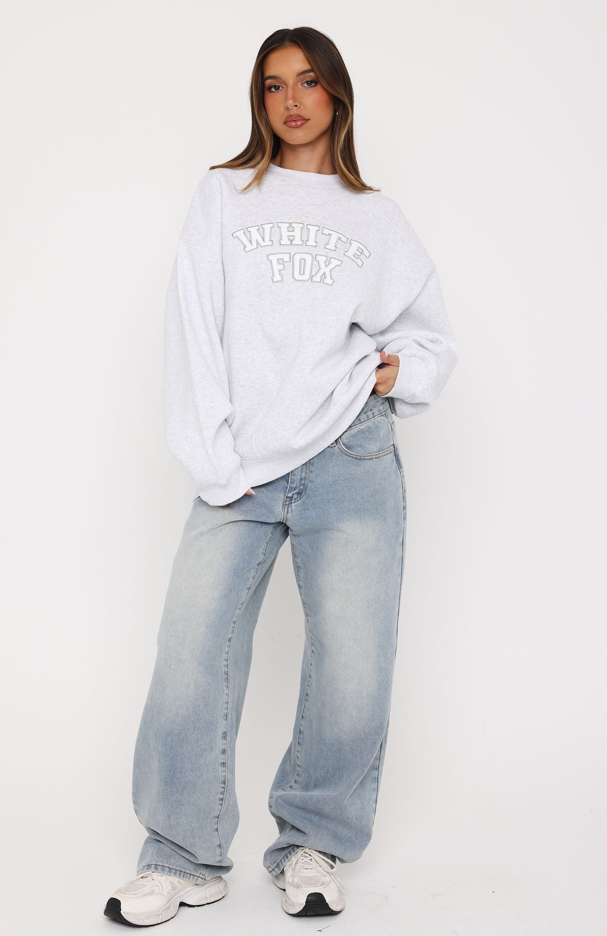 Major Upgrade Oversized Drop Shoulder Sweater Grey Marle