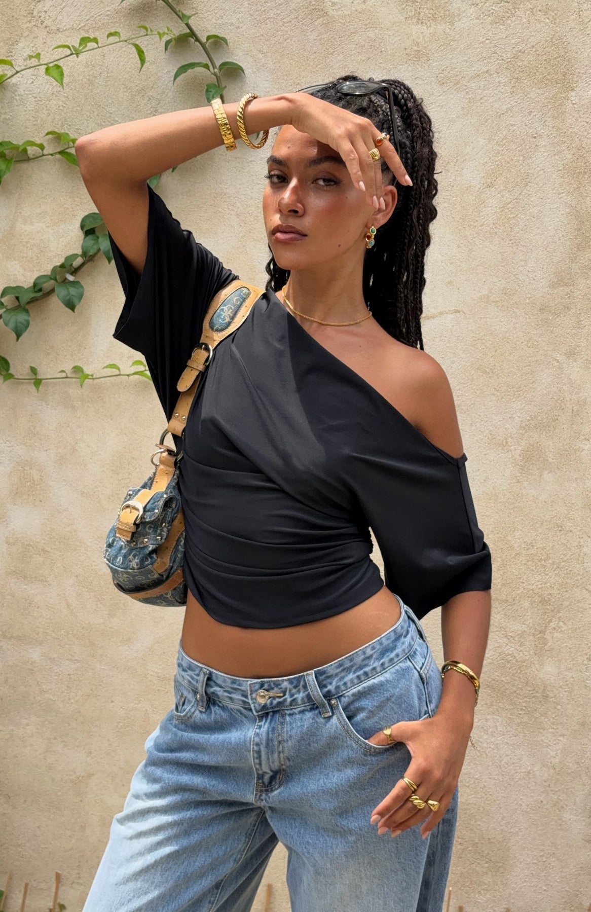 Marrakech Moments Cinched Waist Top Black