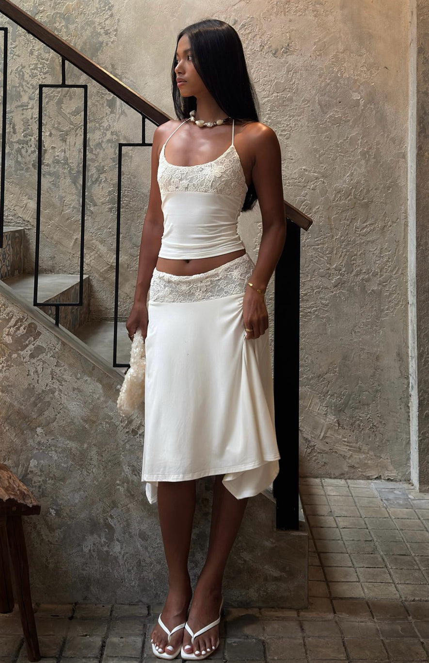 Cool Chaos Halter Top Off White