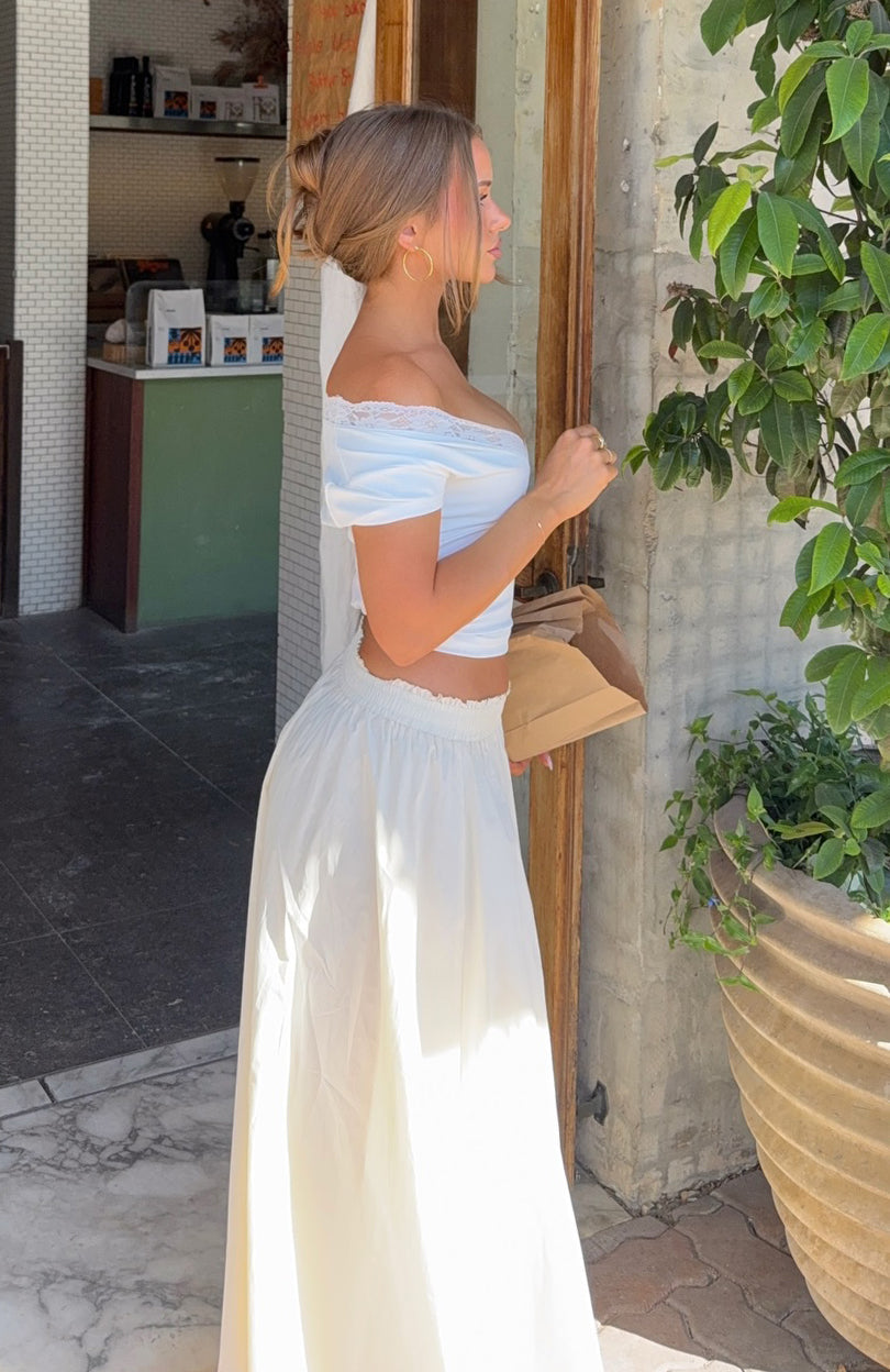 Lost In Your Love Maxi Skirt Cream