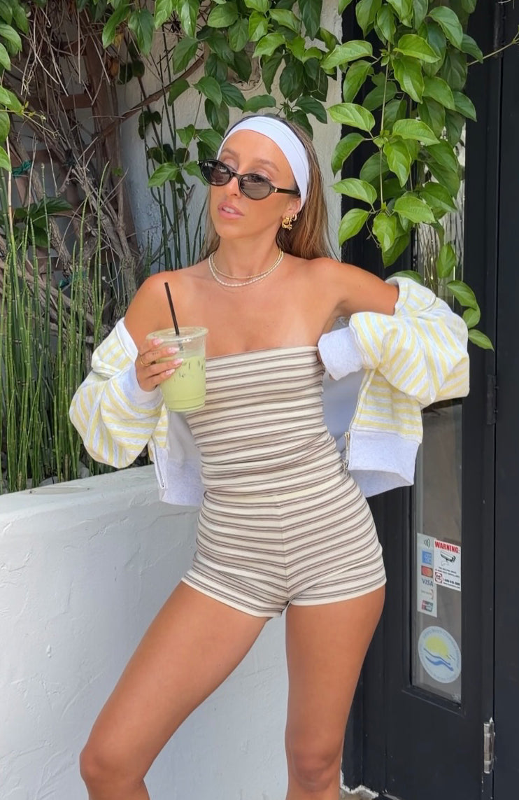 Never A Good Time Shorts Cream Stripe