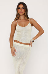 Love Galore Sequin Knit Top Lemon