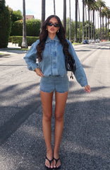 Cooler Than You Denim Shorts Brown Blue Acid