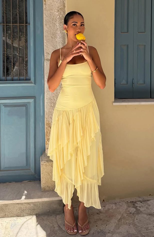 Soul Escape Midi Dress Lemon