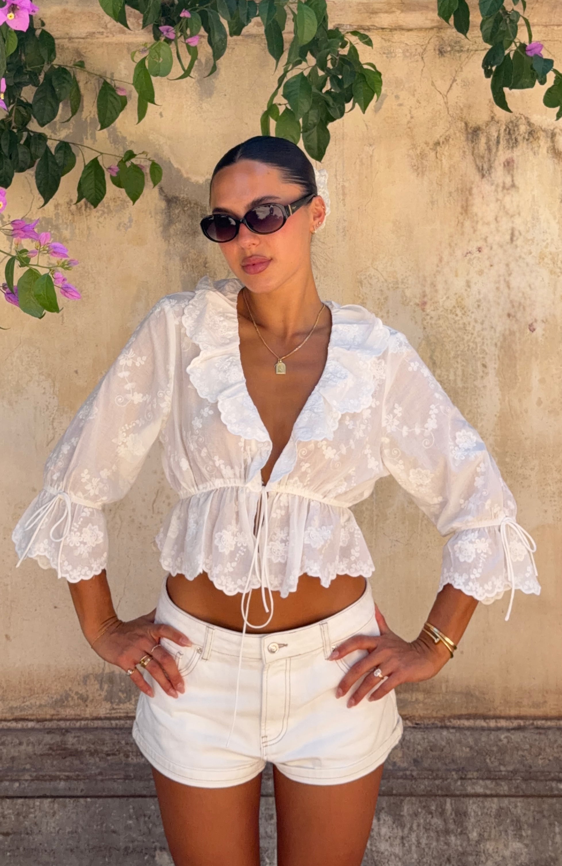 Twinkling Stars 3/4 Top Off White
