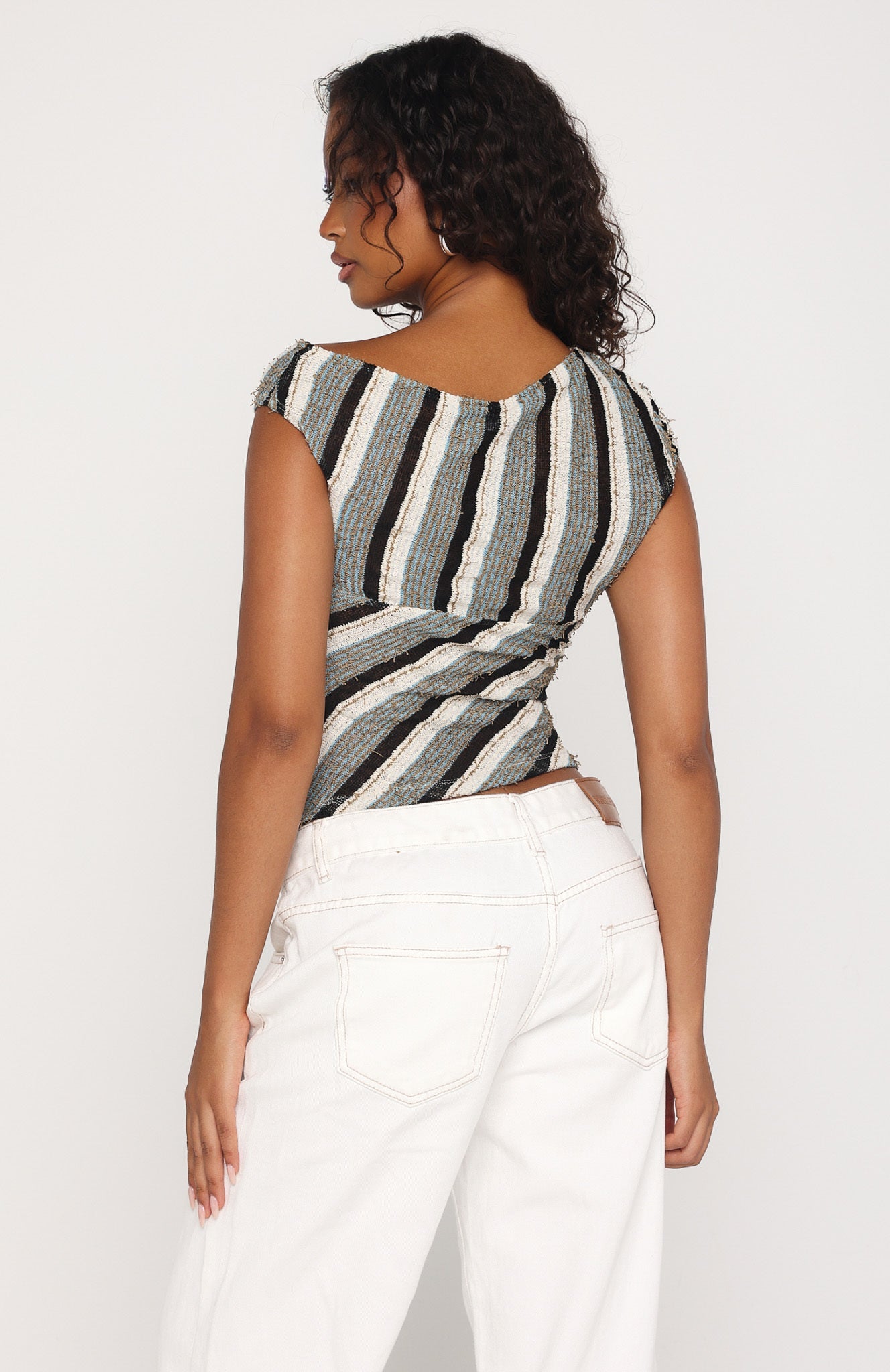 Waiting for Tomorrow Top Brown/Blue Stripe