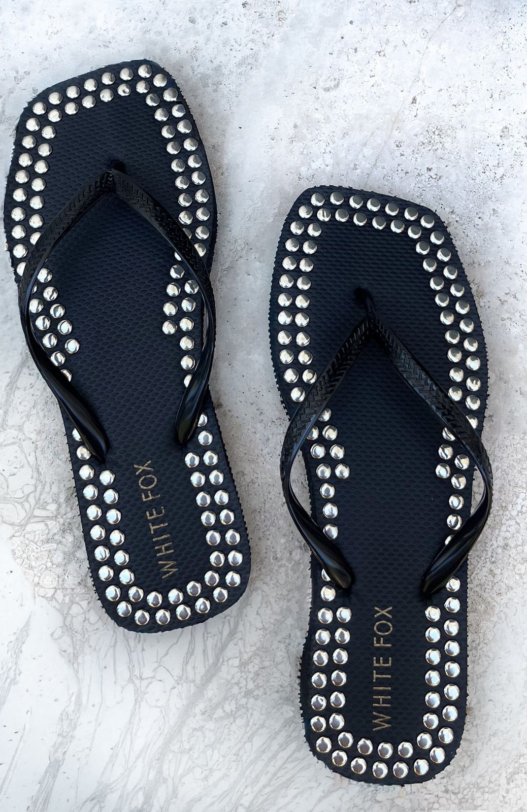Eyre Studded Thong Sandals Black