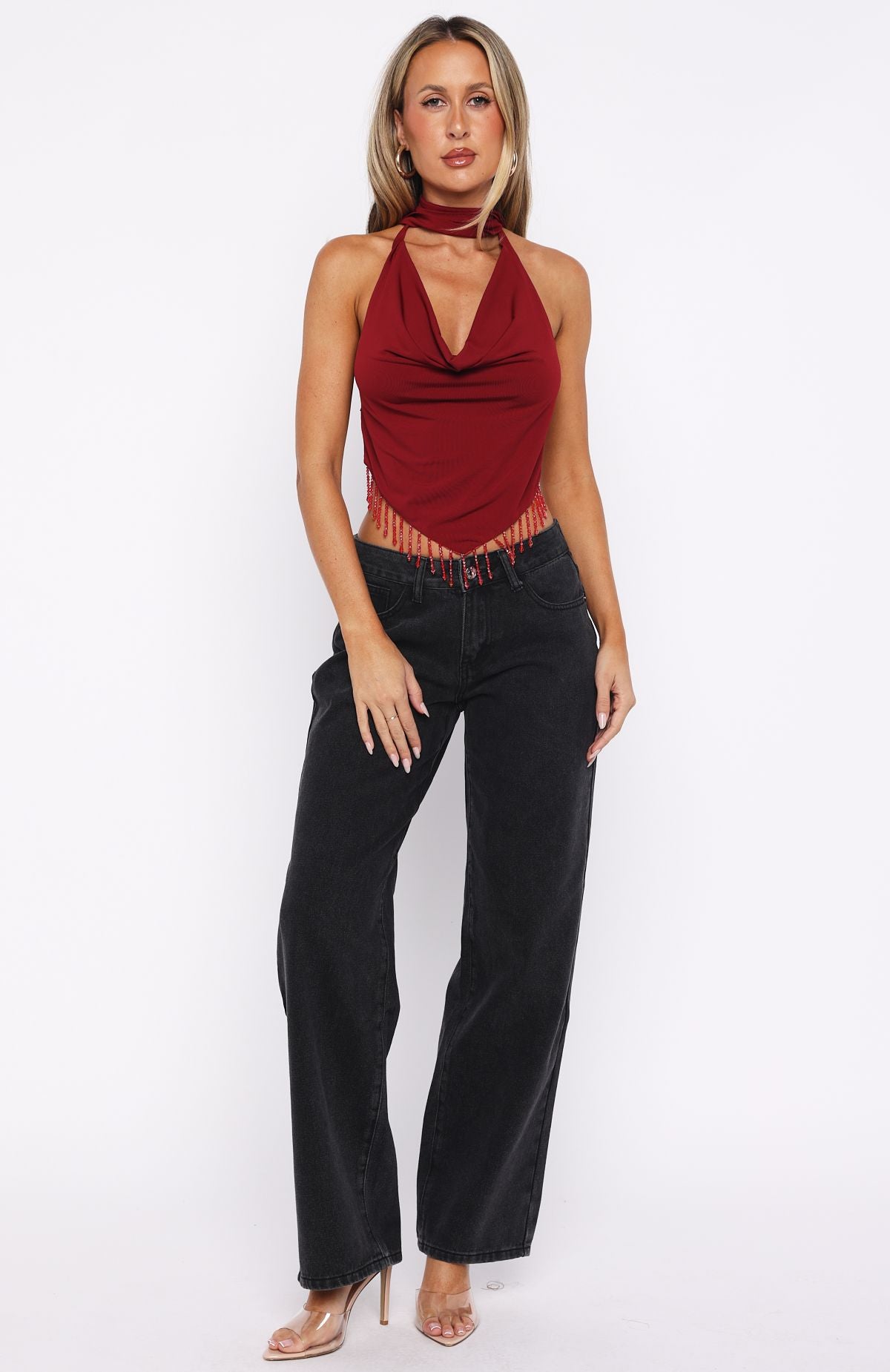 Eyes For You Halter Top Dark Red