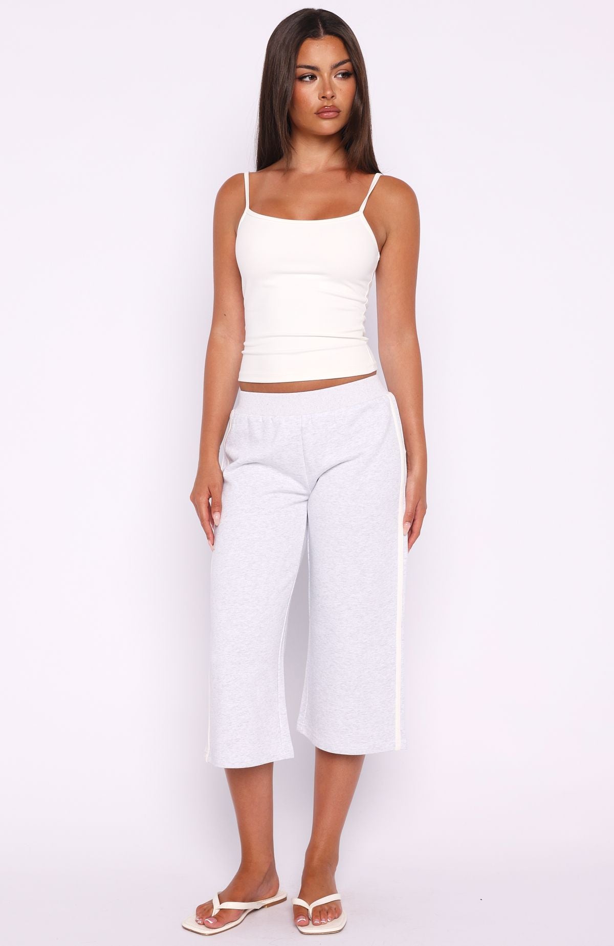 Stuck In A Daze Capri Track Pants Grey Marle