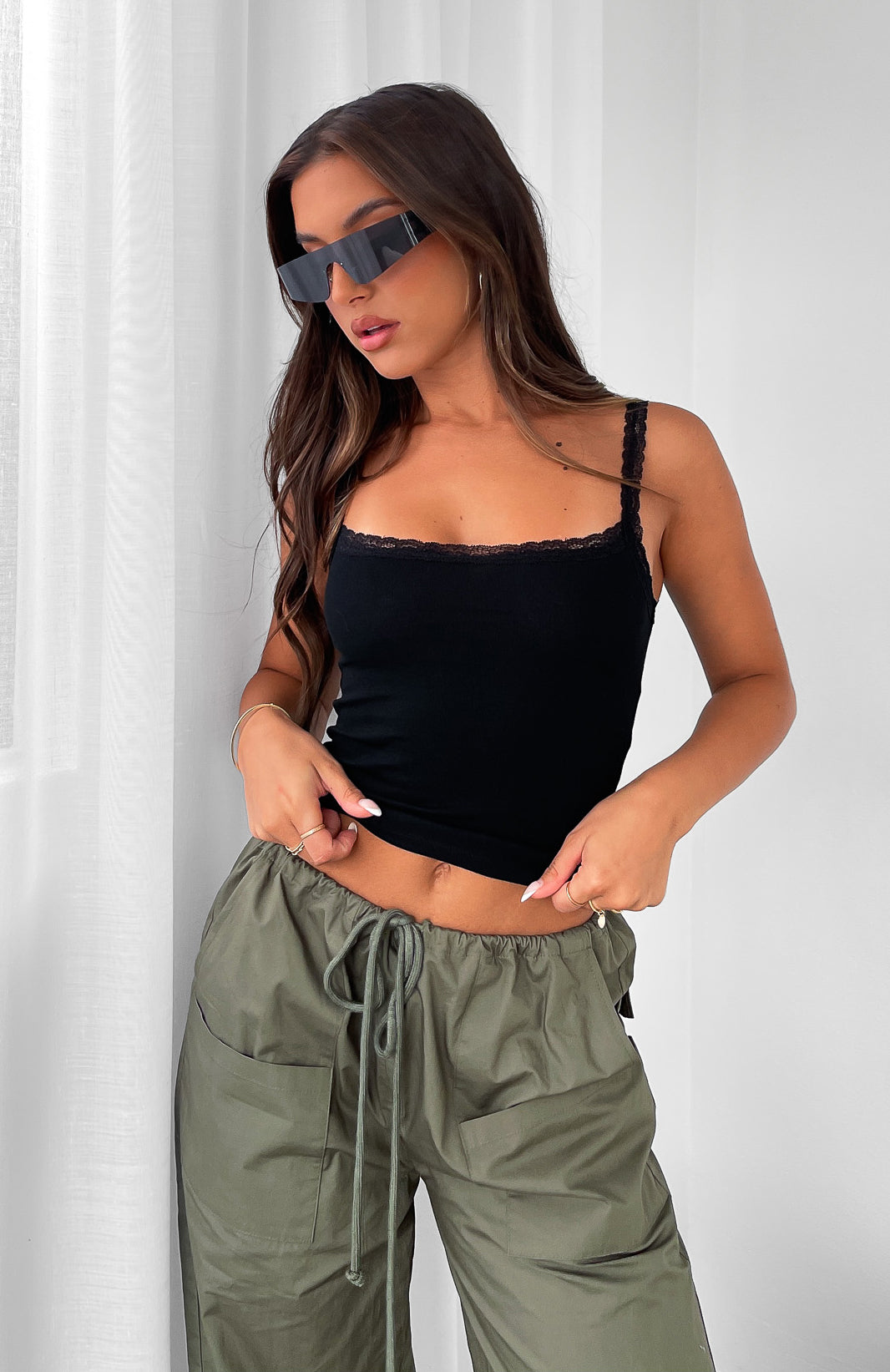 After Midnight Lace Trim Cami Black