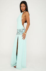 Holding Me Back Halter Maxi Dress Aqua