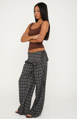 Where You Hold Me Pants Chocolate/Blue Plaid