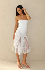 Delicate Habit Strapless Midi Dress White