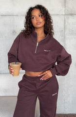 Test Drive Boxy Quarter Zip Sweater Chocolate