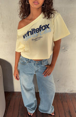 I've Got That Feeling Boxy Off Shoulder Tee Lemon