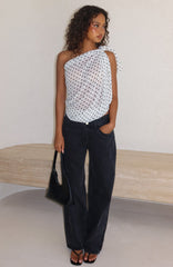 See My Love Multi Way Scarf Top White/Black Polka Dot