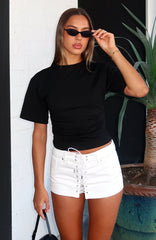 Might Be Love Denim Skort White