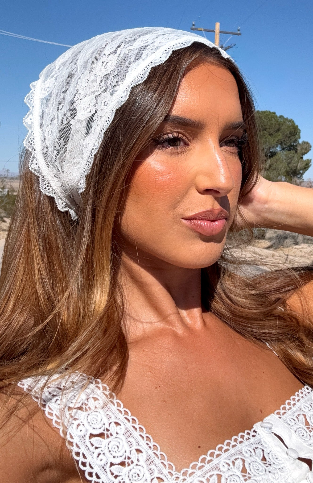 Just As You Are Lace Scarf White