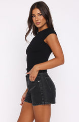 Maddy High Rise Denim Shorts Black Acid