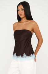 Nothing Like It Strapless Top Chocolate/Blue