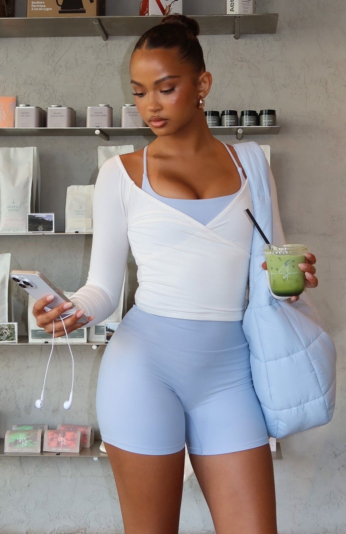 Power Princess Off Shoulder Long Sleeve Top Cream