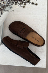 Cayson Loafer Slides Chocolate Faux Suede