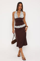 Laced In Love Midi Dress Choc/Cream