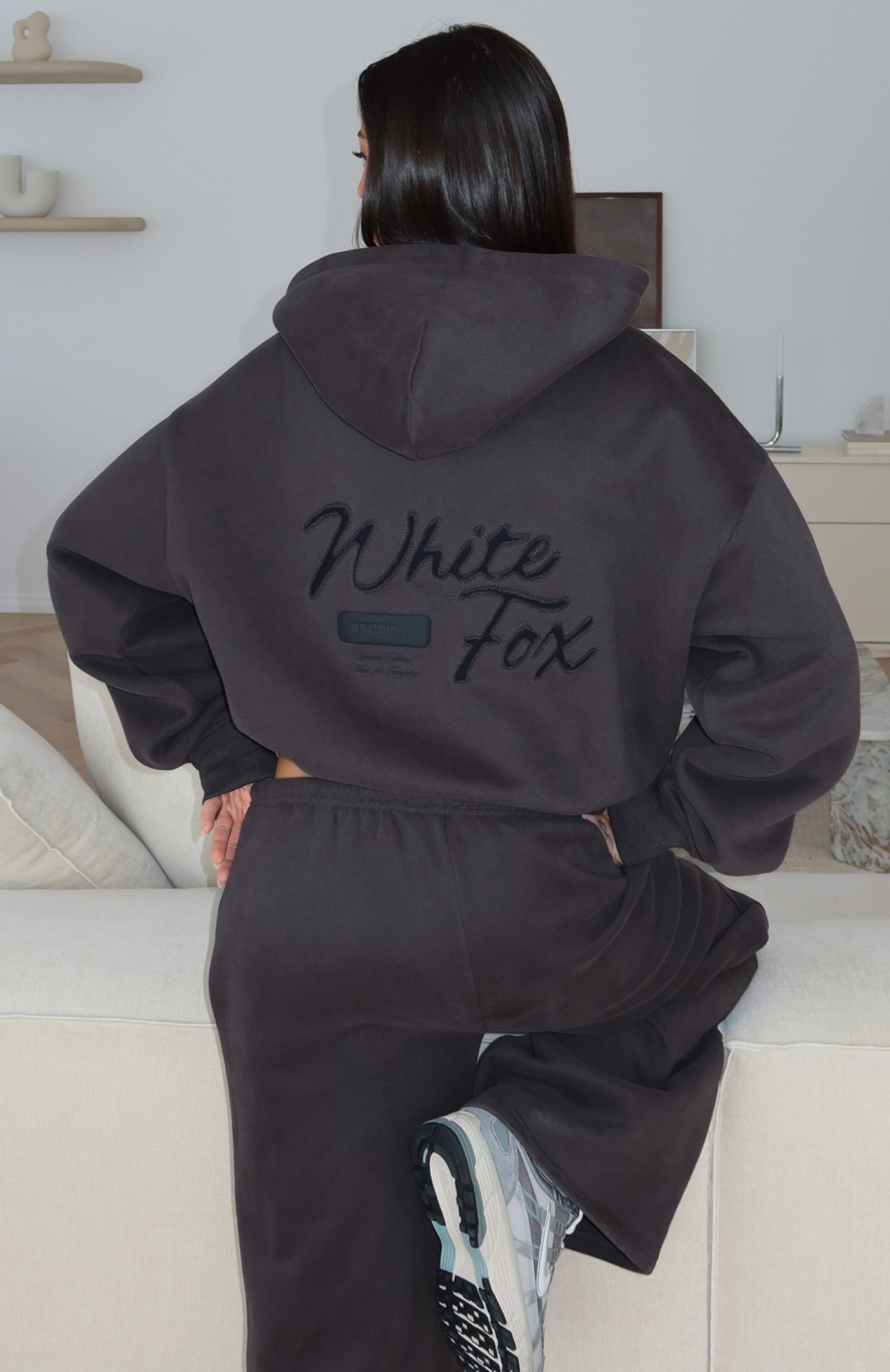 Studio 17 Willa Boxy Zip Front Hoodie Charcoal
