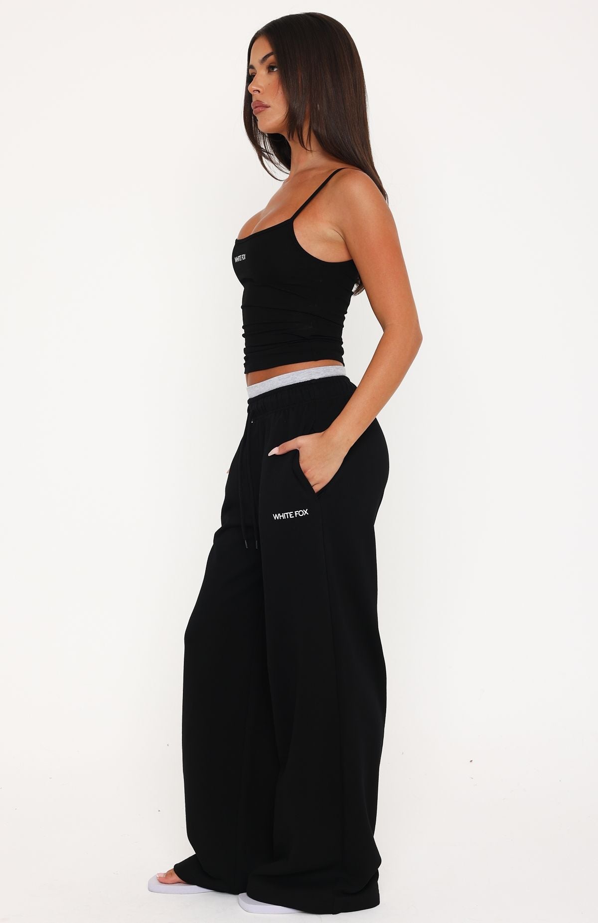 Off The Field Double Waistband Wide Leg Sweatpants Black